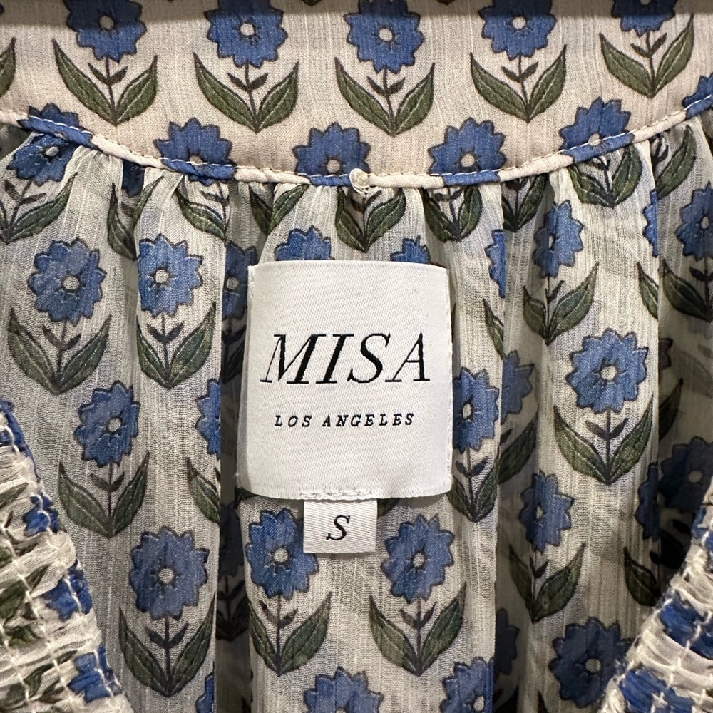 Misa Los Angeles Blue and White Midi Dress - Picture 6 of 10